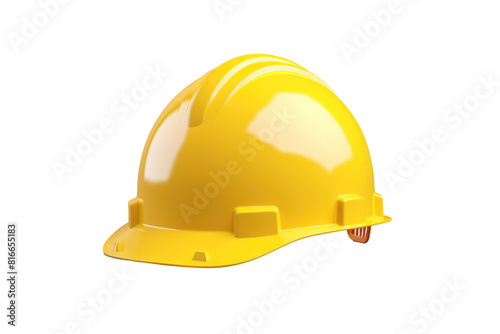 The Lone Sentinel: A Vibrant Yellow Hard Hat Against a Blank Canvas on White or PNG Transparent Background.