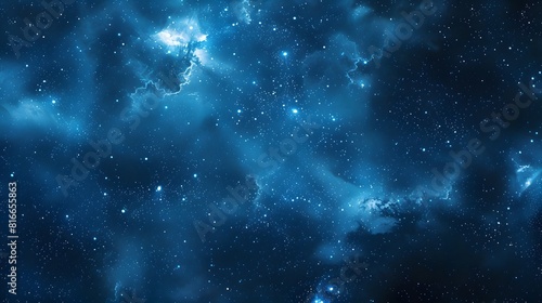 blue nebula in space, starry sky, dark background