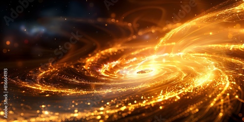 Spiraling Golden Accretion Disks Capture Luminous Tension Around a Black Hole. Concept Space Photography, Golden Accretion Disks, Black Holes, Luminous Tension, Space Exploration