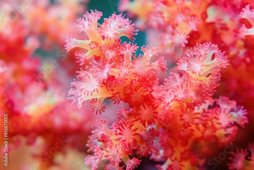 Corals of South Pacific: Dendronephthya Soft Corals in Vibrant Red Colors