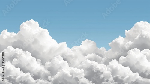 Weather meteo frame with white cloud border, fluffy cirrus cumulus cloud isolated on transparent background. Realistic element, weather banner design.
