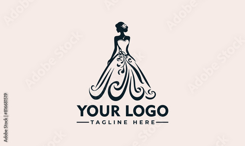 woman wedding dress vector logo illustration woman bride in a bridal wedding dress illustration vector logo