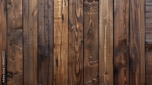 Smooth processed brown wooden planks arranged vertically Background of wooden texture