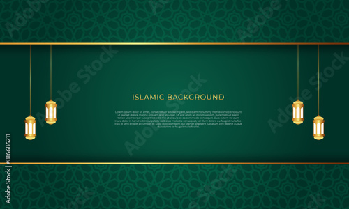 modern green islamic background with seamless pattern ornament design