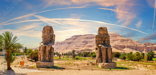 The Colossi of Memnon or statues of the Pharaoh Amenhotep, Theban Necropolis of Luxor, Egypt