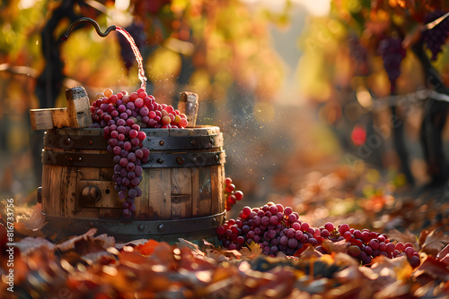 Rustic Impression of Traditional Winemaking at a Vineyard During Harvest