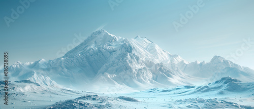 Very modern nature background wallpaper, backdrop, texture, Mount Everest and snowy himalaya mountain environment isolated. Sunny, bright, early afternoon, clear blue sky, valley