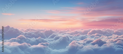 An image of clouds against a twilight sky in the evening with available copy space