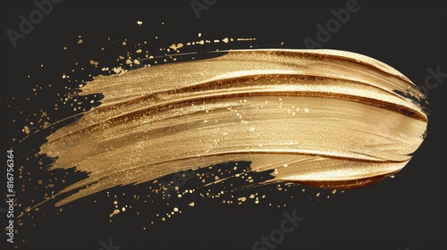 Gold paint brush strokes on transparent background. Luxury cosmetic stain and smears, gold color gel or mask swatches on transparent background. Modern realistic illustration.
