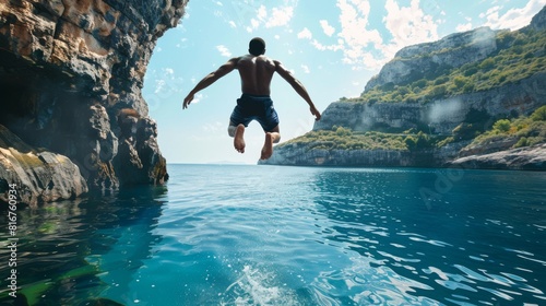 Man Jumping into the Sea