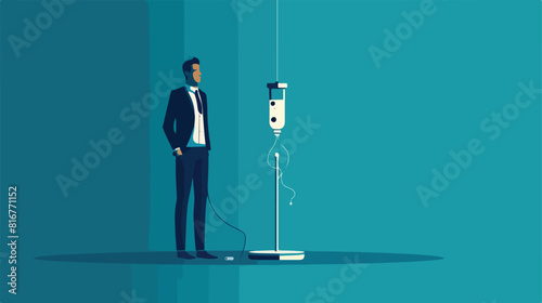 Businessman with standing intravenous dropper line Vector