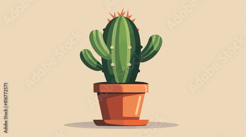 Cactus in a flower pot vector Vector style vector des