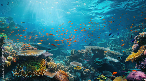 Explore the untamed wilderness of the ocean depths in our vast undersea collection, where pristine coral reefs, teeming seagrass meadows, and towering underwater cliffs await discovery.