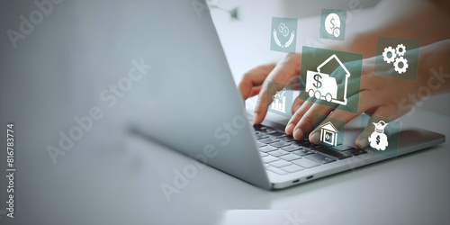 A businessman using laptop on investment concept, invest money, business and finance, capital fundraising, dollar loan credit.