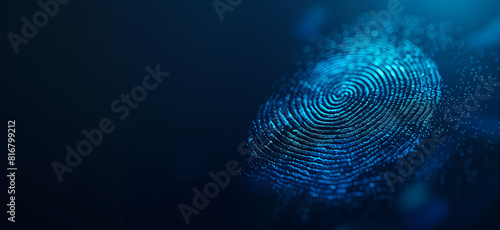 Blue shiny abstract fingerprint background banner. Symbolizing exceptionality and uniqueness. Human gender identification identity concept.