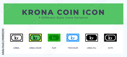 Krona coin icon for websites and apps. vector illustration