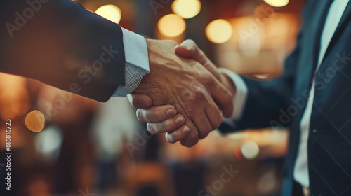 Corporate Executives Seal Deal with Firm Handshake, Successful Business Collaboration