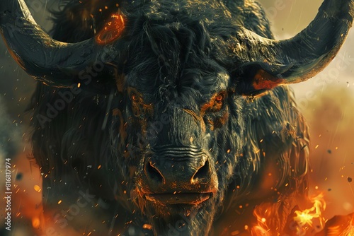 mythical minotaur bullman creature with imposing horns legendary beast from ancient folklore ai generated illustration