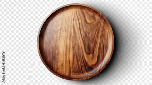 A clean, round wooden board with a smooth surface. on a clean background