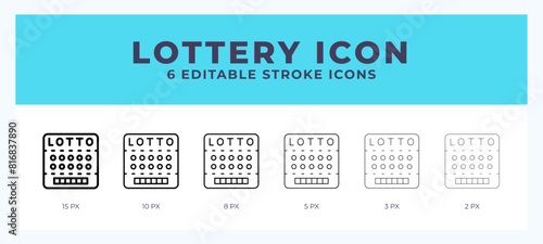 Lottery lineal icon symbol vector. Black outline for web. App. Presentation and more.