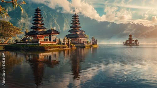 pura ulun danu bratan temple in Bali, indonesia. 