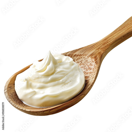 spoonful of yogurt isolated on transparent background