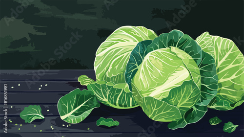 Tasty fresh cabbage on table against dark background