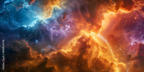 Increíble Nube de Nebulosa con Estrellas y Humo en el Espacio Profundo: Fondo Fantástico de Alta Resolución, Altamente Detallado y Cinematográfico con Colores Psicodélicos Giratorios en Azul Oscuro, N