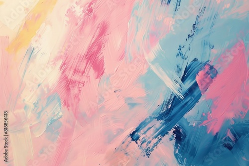 Colorful abstract painting on blue and pink background. Suitable for artistic projects