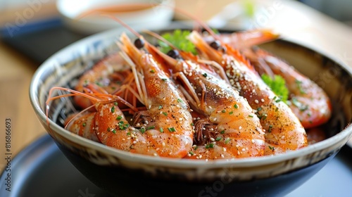 whole steamed shrimp flavored with Asian spices