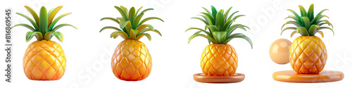Soft Smooth Pineapple Hyperrealistic Highly Detailed Isolated On Transparent Background Png File