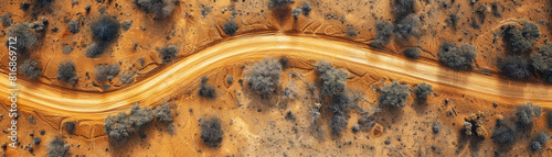 Top view aerial image from the drone of a stunningly beautiful desert