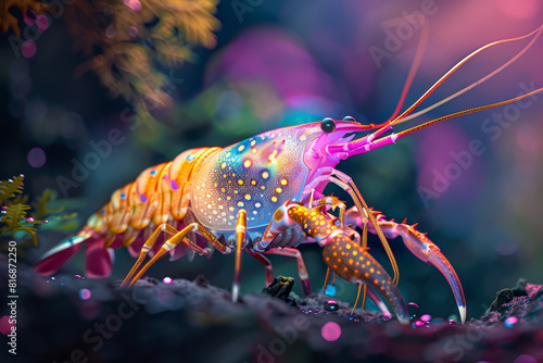 3D vibrant shrimp isolate.