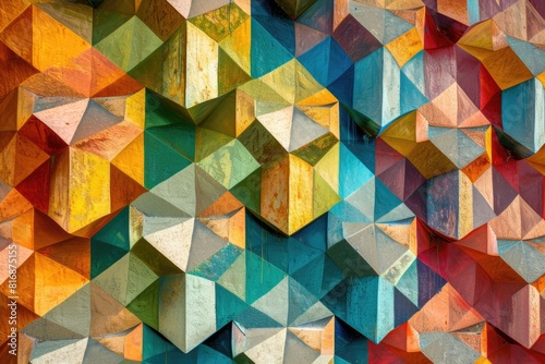 Vibrant abstract painting with colorful cubes. Great for modern art concepts