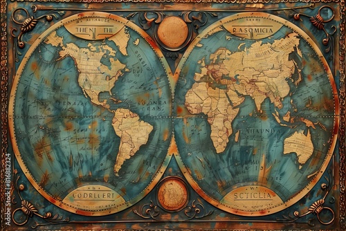 Vintage World Map Illustration