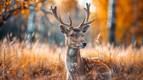 Fallow deer (Dama dama). Wild animal in autumn forest.