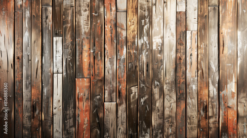 Background image of a rustic wooden wall made from weathered, multi-colored planks with various textures and visible grain patterns.