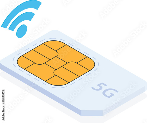 Isometric 5G Sim Card with Wi-Fi Signal