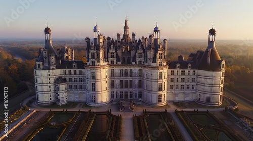 "A picturesque view of the medieval ChÃ¢teau de Chambord in France