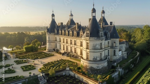 "A majestic view of the medieval ChÃ¢teau de ValenÃ§ay in France, 