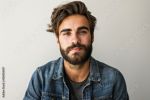Charismatic young man with a trendy hipster beard, exuding confidence and contemporary style