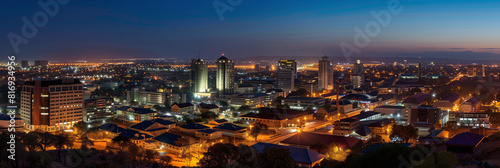 Stylized Night View of Gaborone's Illuminated Cityscape