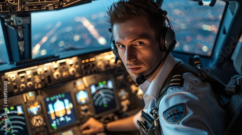Confident A320 Pilot Directly Facing Camera in Cockpit