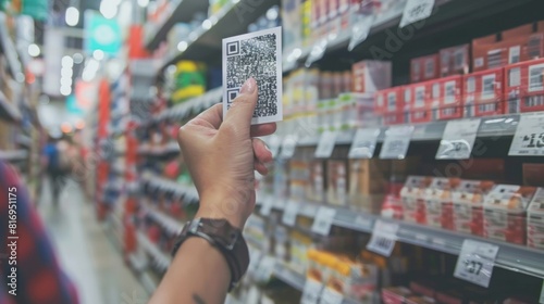 Depict consumers scanning QR codes on product packaging to verify authenticity and traceability information stored on a blockchain ledger, ensuring the integrity of the supply chain