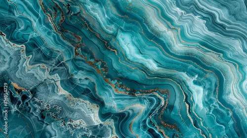 Turquoise marble with swirling patterns, reminiscent of tranquil waters.