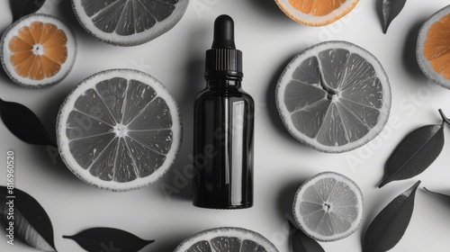 High potency Vitamin C application top view High potency Vitamin C serum application Digital binary as object Black and white