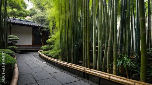 Tranquil bamboo garden in Tokyo with a serene pathway