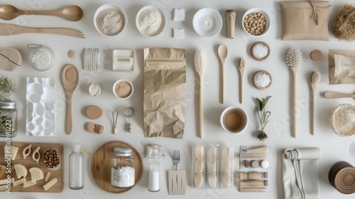 variety of biodegradable natural materials being used in everyday products, 