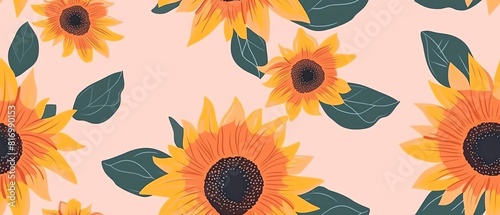 Sunflower seamless pattern. Floral background. Bright summer print.