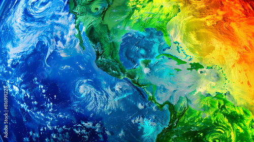 Satellite View of Global Weather Patterns Illuminating Earth's Diverse Climates